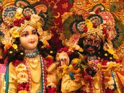 Balarama (left) with his brother  Krishna-Balarama Mandir, Vrindavan, India