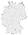 Map of Germany showing Augsburg