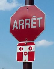 An ARRÊT sign in Gatineau, Quebec
