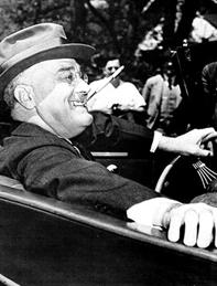 Roosevelt's energetic public personality--"the only thing we have to fear is fear itself," and his "" helped restore confidence.