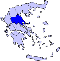 Map showing Thessaly periphery in Greece