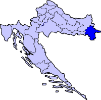 Map showing the Vukovar-Srijem county within Croatia