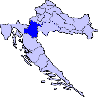Map showing Karlovac county within Croatia