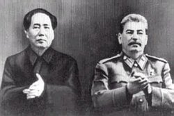 Mao Zedong and Josef Stalin