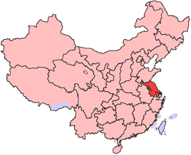 Jiangsu is highlighted on this map