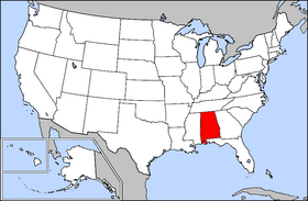 Map of the U.S. with Alabama highlighted