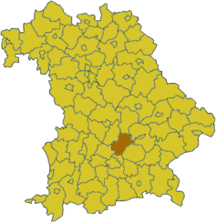 Map of Bavaria highlighting the district Freising