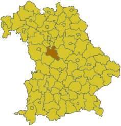 Map of Bavaria highlighting the district Roth