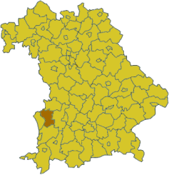 Map of Bavaria highlighting the district Gnzburg
