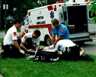Photo of EMS treating a cardiac arrest patient.