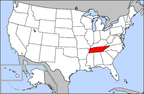 Map of the U.S. with Tennessee highlighted