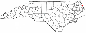 Location of Kitty Hawk, North Carolina