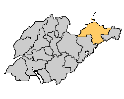 Location of Yantai within Shandong Province