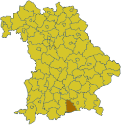 Map of Bavaria highlighting the district Miesbach