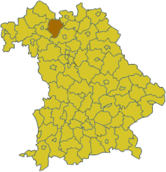 Map of Bavaria highlighting the district Haberge