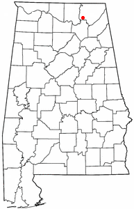 Location of Woodville, Alabama