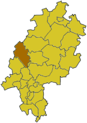Map of Hesse highlighting the district Lahn-Dill-Kreis