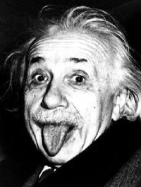 The photo of this humorous expression was taken during Einstein's  on , , 
