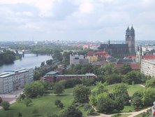 View of Magdeburg with the , from the tower of the Johanniskirche