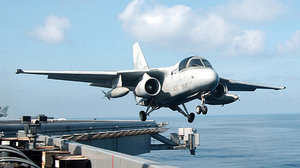 An S-3B Viking launches from the catapult aboard USS Abraham Lincoln, August 2002