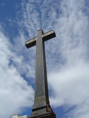 An iron cross marks the burial site of the bishops.