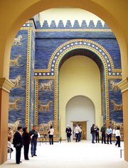 The reconstructed Ishtar Gate in the Pergamon Museum in Berlin