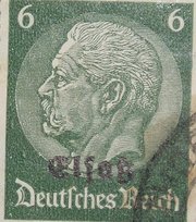 German postage stamp of the  series (1933-1936), overprinted "Elsass" in  for the Nazi occupation, 1940