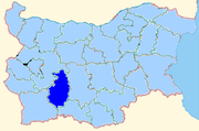 Pazardzhik region shown within Bulgaria