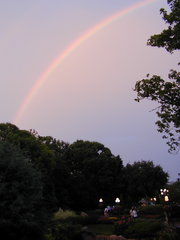 A rainbow arches over the  at the  pavilion at  in , , .