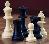 The game of , a game of pure strategy, requires the use of a chess set.