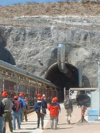 Tour group entering North Portal of Yucca Mountain