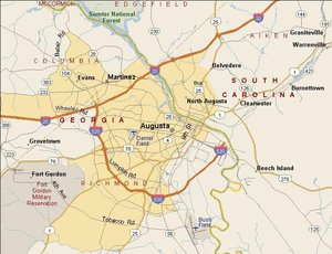 A map of Augusta, GA