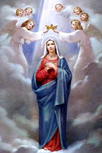 The Coronation of the Blessed Virgin Mary in Heaven - the fifth of the Glorious Mysteries (linked into the Hail Holy Queen prayer)