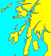 Lismore (coloured red) shown within Argyll